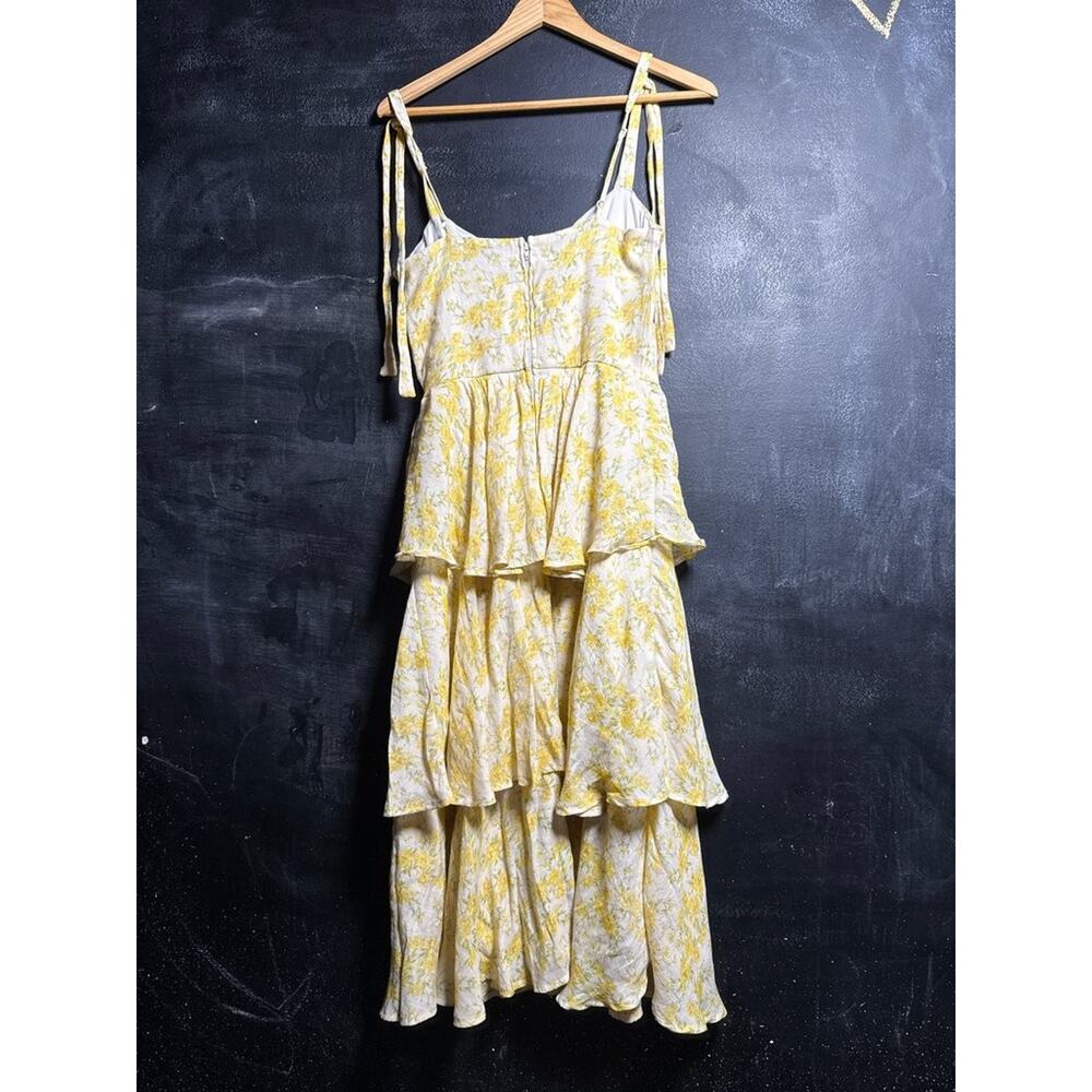 Altar'd State Yellow Floral Midi Dress with Tie Straps - Picture 6 of 7